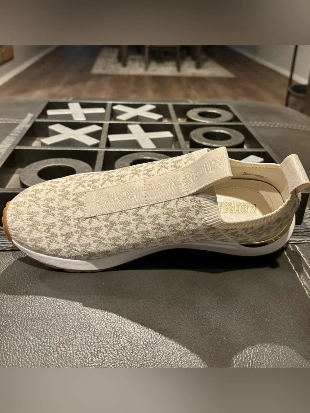 New Michael Kors Cream & Gold Slip-On Sneaker - Picture 4 of 11